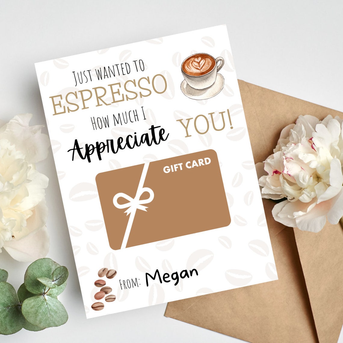 Teacher Appreciation Card/ Gift for Teacher/ Coffee Gift Card Etsy