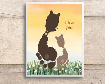 Editable Footprint Bear Card/ Baby Footprints/ DIY Gift From Kid