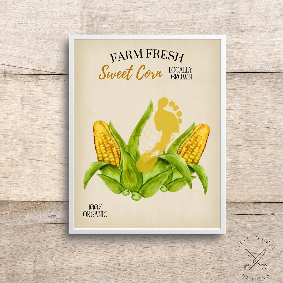 Farm Fresh Sweet Corn Footprint Art/ Footprint Craft/ Farmer's Market