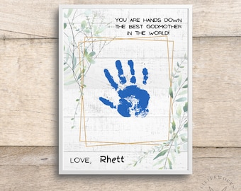 Editable Best Godmother Handprint Art/ Mother's Day Gift/ Gift for Godmother/ DIY Gift From Kid