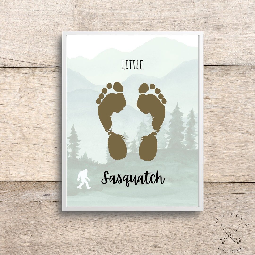 Bigfoot キャンバスアート(2) 作品 手書き Editable Sasquatch Footprint Art/ Big Foot Footprint Craft