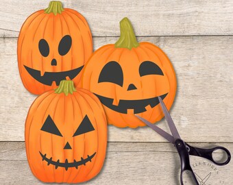 Halloween Jack O Lantern Paper Craft: Mix & Match Pumpkin Faces (Digital Download)