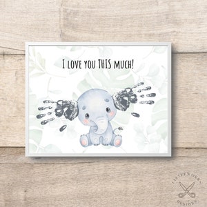 Carte d'éléphant empreinte de main modifiable/empreintes de main de bébé/cadeau bricolage d'un enfant