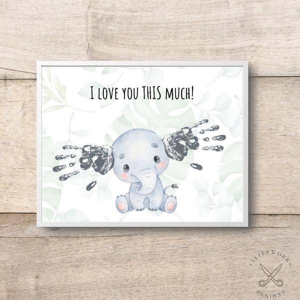 Editable Handprint Elephant Card/ Baby Handprints/ DIY Gift From Kid