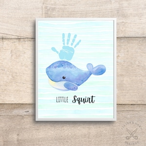 Arte editável da impressão da mão da baleia/cartão da impressão da mão/presente DIY da criança/arte da impressão da mão/presentes personalizados
