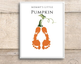 Pumpkin Footprint Art: Editable Halloween Craft (Digital Download, Canva Template)