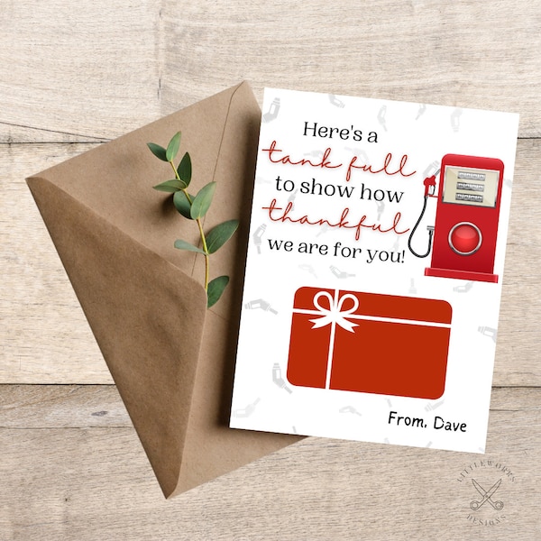 Printable Gas Gift Card Holder/ Birthday Gift Card/ Gas Gift Card Holder