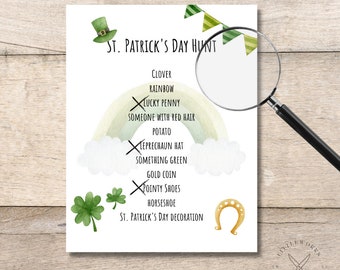 Editable St. Patrick's Day Scavenger Hunt, Kids Spring Game (Digital Download)