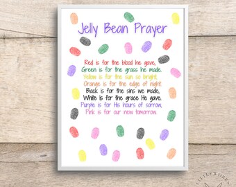 Jelly Bean Prayer Art, Fingerprint Easter Activity (Digital Download)