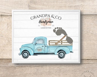 Editable Gifts for Grandpa/ Father's Day Truck Footprint Card/ Baby Footprint/ Grandparent's Day