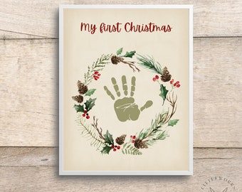 My First Christmas Handprint Art: Infant Craft Keepsake (Digital Download)