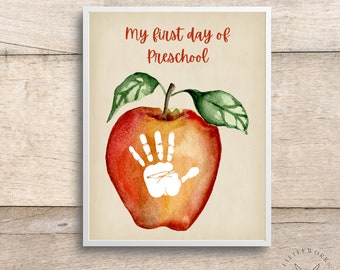 First Day of Preschool Handprint Art: Personalized Memory Gift (Digital Download)