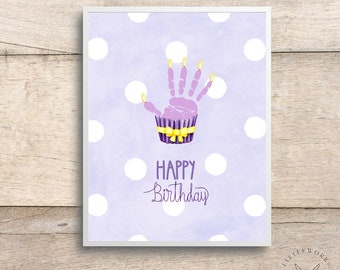 Editable  Birthday Cupcake Handprint Art / Handprint Card/ DIY Gift From Kids/ Personalized Gifts