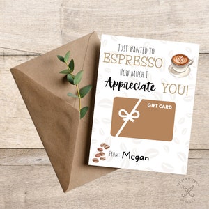 Editable Teacher Appreciation Coffee Gift Card Holder (Printable)