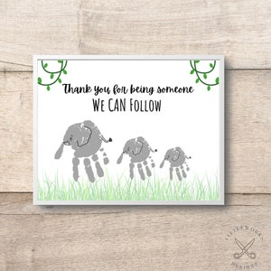 Cadeau modifiable pour papa/carte éléphant fête des pères/empreinte de main de bébé