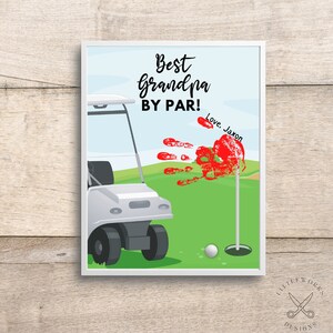 Regalo editable para abuelo / Huella de la mano del bebé / Tarjeta de golf del Día del Padre