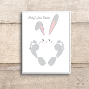 Editable Easter Bunny Footprint Art/ Baby's First Easter Craft/ Sunday School Easter Activity/ Baby Easter Art/DIY Gift from Kid