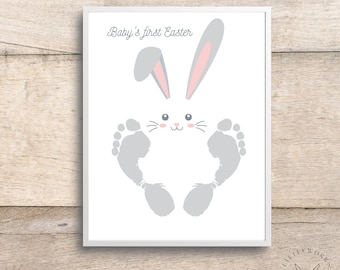 Editable Easter Bunny Footprint Art/ Baby's First Easter Craft/ Sunday School Easter Activity/ Baby Easter Art/DIY Gift from Kid