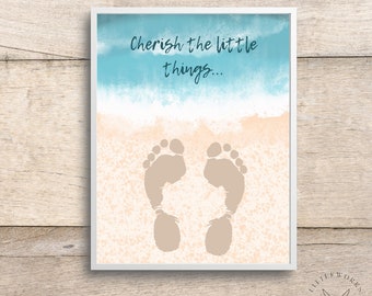 Editable Beach Footprint Art: Baby Keepsake (Digital Download)