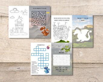 Dragon Activity Pack: Puzzles, Coloring, Word Search (Digital Download)