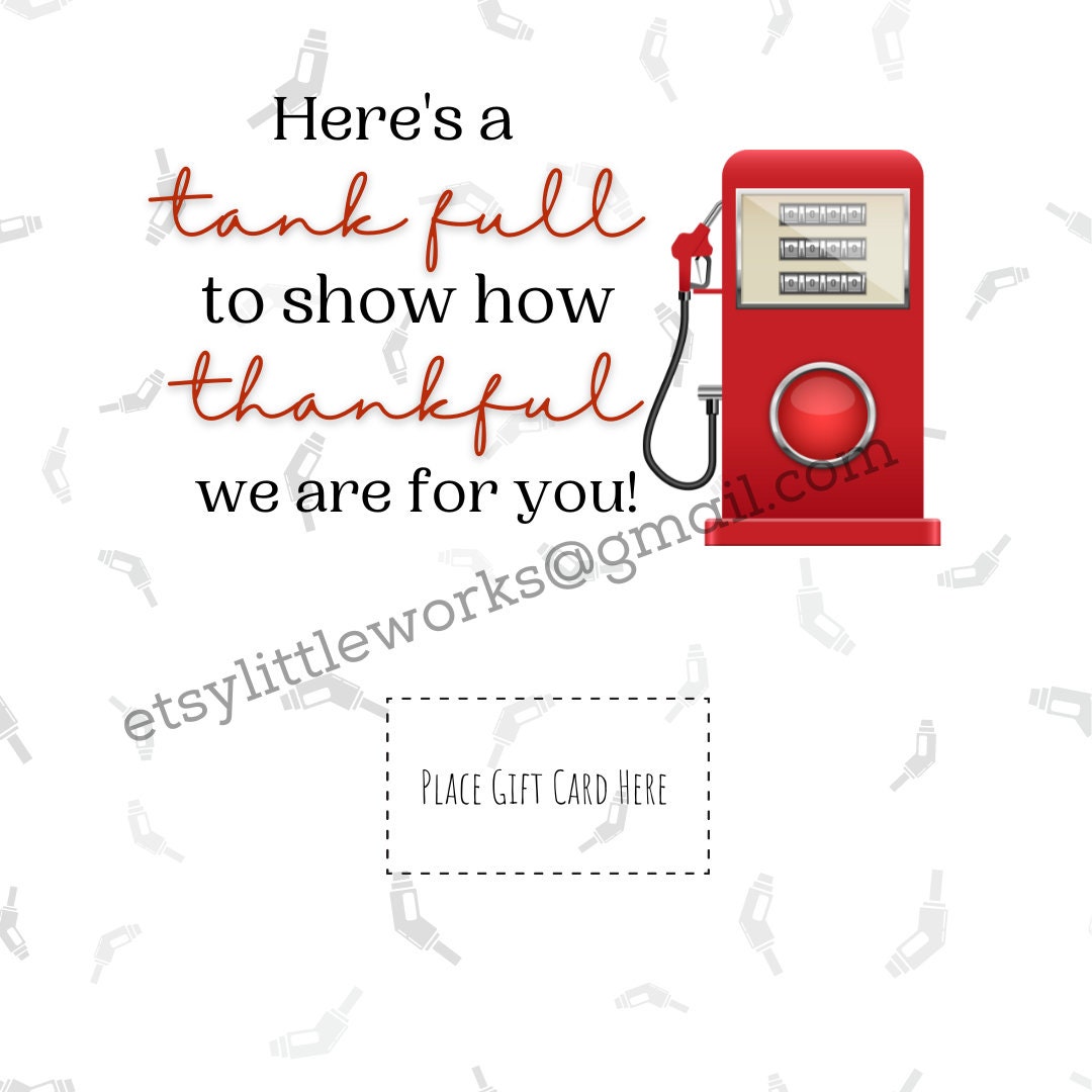 Printable Gas Gift Card Holder/ Birthday Gift Card/ Gas Gift Etsy