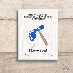 Bearbeitbares Geschenk für Papa / Baby-Fußabdruck / Hammer-Karte zum Vatertag / Geschenk vom Kind