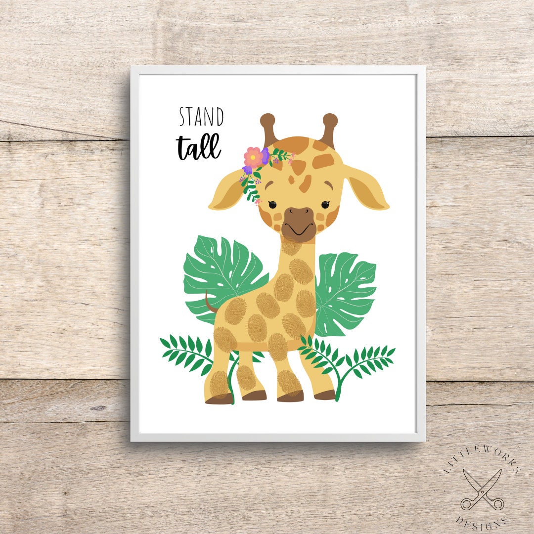 Giraffe Fingerprint Craft/ Printable Fingerprint Craft/ DIY Etsy