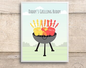 Editable Gift for Dad/ Baby Handprint/ Father's Day Grilling Card/ Gift From Kid