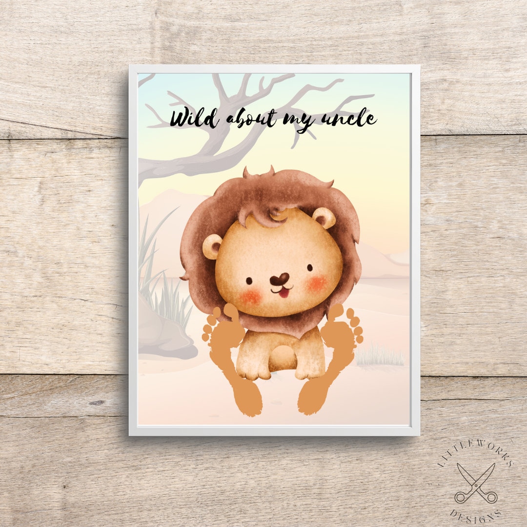 Editable Lion Footprint Art/ Footprint Craft/ Gift for Uncle/ Handprint ...