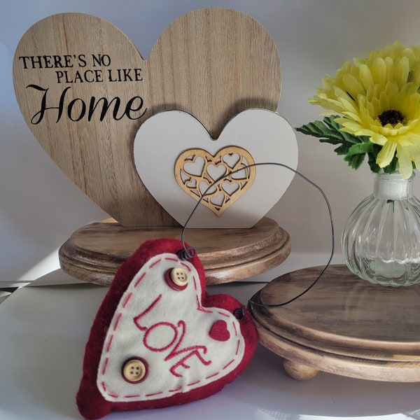 3D Wood Shelf Sitter Heart - "There's No Place Like Home"