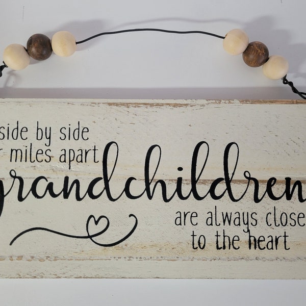 Rustic Country Wooden Beaded Sign - Grandparents Sentiments