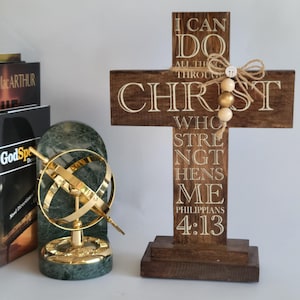 Cross, Wooden Cross, Bible Verse, Inspirational, Religious Gift, Standing Cross, Free-Standing Cross