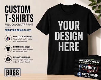 Custom DTF Shirt | Personalized T-Shirt Full Color Print | Custom Logo Shirt for Business | Team Shirts | Small Business Apparel Gift