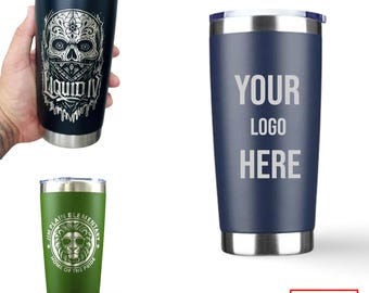 Personalized Engraved 20oz Tumbler, ADD YOUR LOGO, Wholesale Tumblers, Laser Engraved Cup, Gifts For Him, Powder Coated, Bulk Tumblers