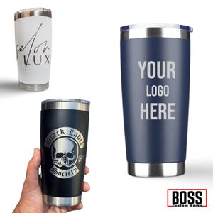 Personalized Engraved 20oz Tumbler, ADD YOUR LOGO, Wholesale Tumblers, Laser Engraved Cup, Cooperate Gift, Powder Coated, Bulk Tumblers.