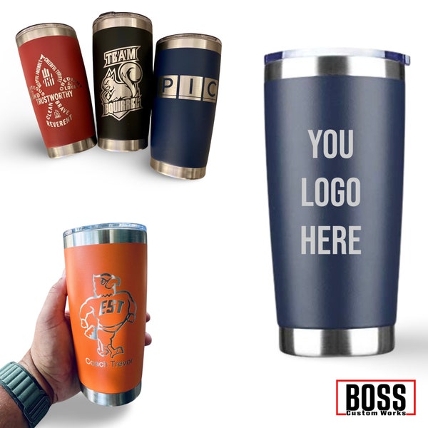 Personalized 20oz Tumbler, ADD YOUR LOGO, Wholesale Tumblers, Laser Engraved Cup, Gifts For Him, Powder Coated, Bulk Tumblers, Coffee Lover