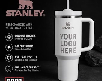Vasos Stanley personalizados grabados, AÑADE TU LOGOTIPO, Vasos al por mayor, Vasos grabados con láser, Stanley de 40 oz, Stanley de 30 oz, Diseño moderno, Personalizados.