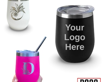 Personalized Engraved 12oz Wine Tumbler, ADD YOUR LOGO, Wholesale Tumblers, Laser Engraved Cup, Cooperate Gift, Powder Coated, Bulk Tumblers