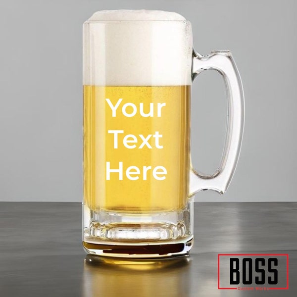 Personalized 16oz/26oz Beer Mug, ADD YOUR LOGO, Wholesale Beer mug, Laser Engraved Beer Mug, Bar Beer Mugs with Handle, Bulk Beer Mugs, Beer