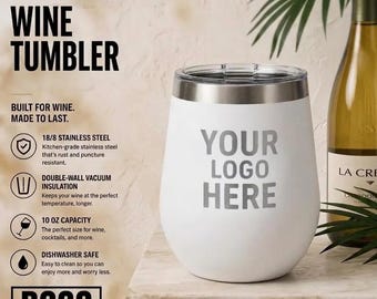 Personalized Engraved 12oz Wine Tumbler, ADD YOUR LOGO, Wholesale Tumblers, Laser Engraved Cup, Cooperate Gift, Powder Coated, Bulk Tumblers