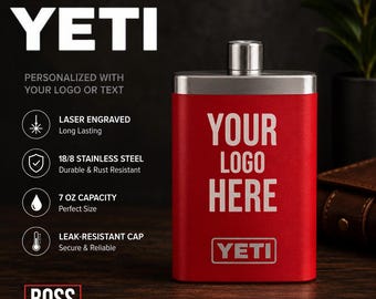 Petaca YETI personalizada de 7 oz, grabada, añade tu logotipo, YETI, grabado láser, YETI, regalo corporativo, petaca personalizada, petaca Yeti, Yeti personalizada.