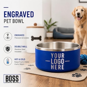 Personalized Engraved Pet Bowl (Boomer), Add your Pet's Name, ADD YOUR LOGO, Wholesale, Laser Engraved Bowls, Powder Coated, Dog Bowl, Bulk.