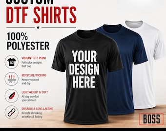 Custom 100% Polyester Shirt | DTF Printed T-Shirt | Personalized Shirt | Performance Shirt | Personalized Sports Shirt | Team Shirt