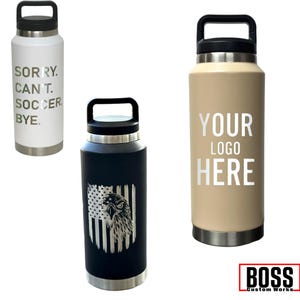 Personalisierte gravierte 36 fl oz Wasserflasche, fügen Sie Ihr LOGO hinzu, Großhandelsbecher, Laser gravierte Flasche, Corp Geschenk, pulverbeschichtet, Massenflasche