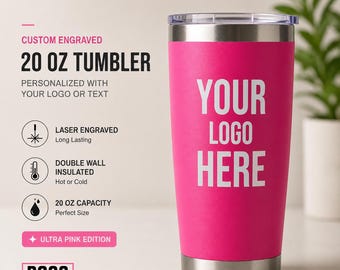 Personalized Engraved 20oz Tumbler, ADD YOUR LOGO, Wholesale Tumblers, Laser Engraved Cup, Cooperate Gift, Powder Coated, Bulk Tumblers.
