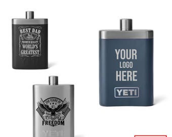 Personalized 7oz Flask YETI, Engraved, Add your logo, YETI, Laser Engraved, YETI, Corp Gift, flask customized, Flask Yeti, Custom Yeti.