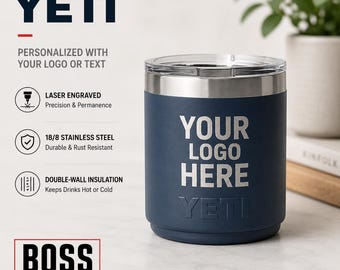 Personalized Engraved 10oz YETI Lowball, Add your logo, YETI, Laser Engraved YETI, Gift, Bulk Tumblers, Custom Yeti, 10oz Yeti, Coffee Mug