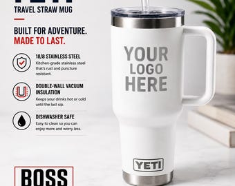 Personalized Engraved Straw Mug YETI, Add your logo, Straw Mug YETI, Laser Engraved YETI, Gift, Mug Yeti 35oz & 42oz. Yeti