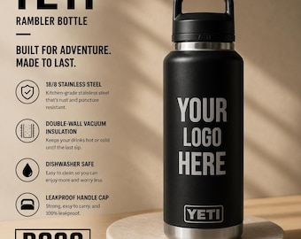 Personalized Engraved Water Bottle YETI, Add your logo, YETI, Laser Engraved YETI, Gift, Water Bottle Yeti 18oz, 26oz, 36oz, 46oz and 64oz