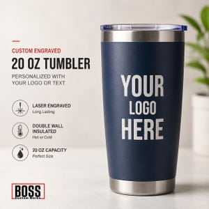 Gepersonaliseerde gegraveerde beker van 20 oz, VOEG JE LOGO toe, bekers groothandel, lasergegraveerde beker, cadeaus voor hem, gepoedercoat, bekers in bulk